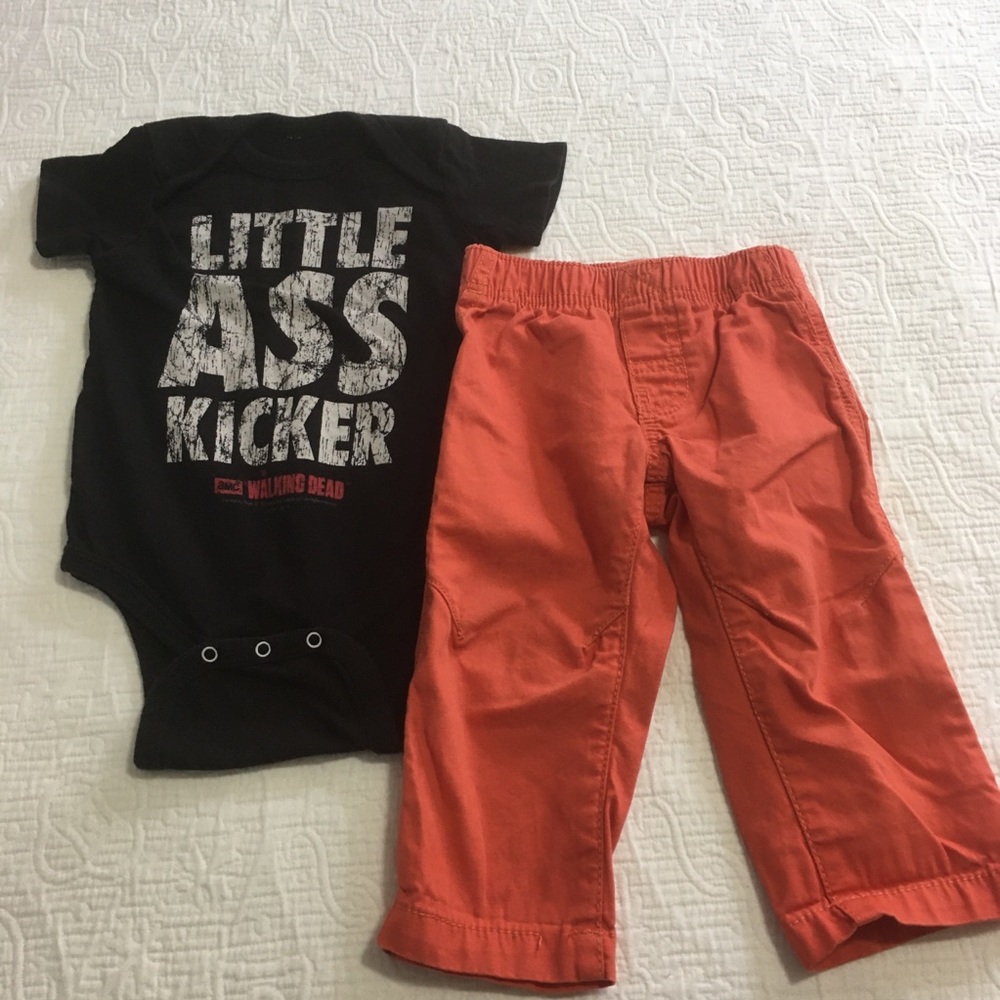 12m (4/$20) Rude Onesie and Cotton Pants